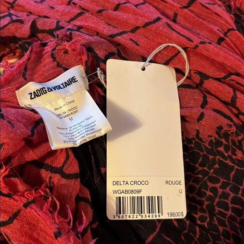 NWT Zadig and Voltaire Delta Crocco Large Scarf/Shawl
